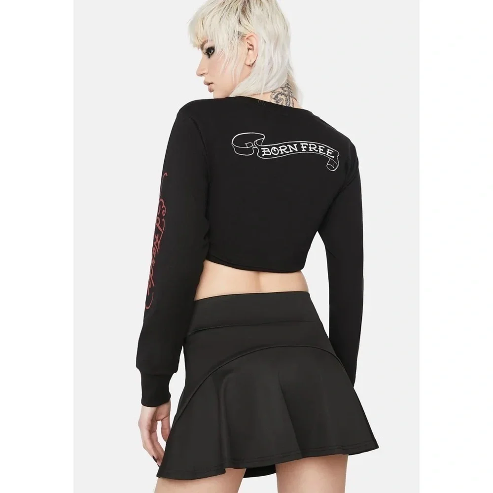 Dolls Kill- Black Mid Rise Micro Mini Skirt With Shorts Tennis Athletic Size L